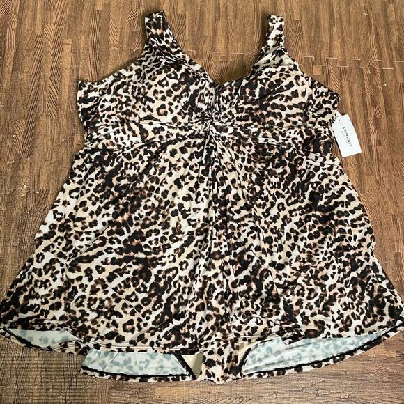 Swimsuits For‎ All Leopard Cheetah Animal Print One Piece Slimming Swimdress 34 - Picture 1 of 4